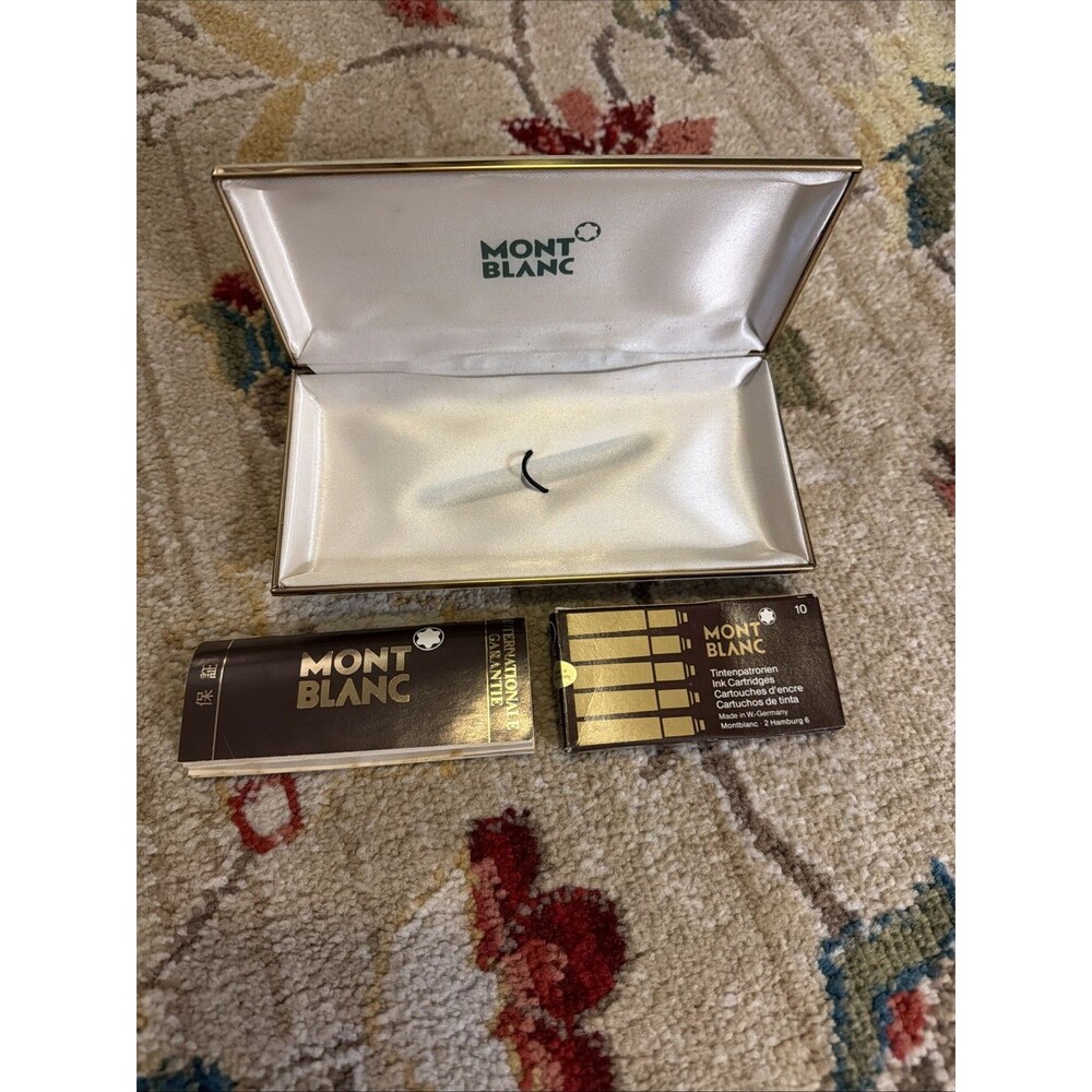 Vintage Montblanc Empty Pen Case White Gold Plus Ink Cartridge- Instructions